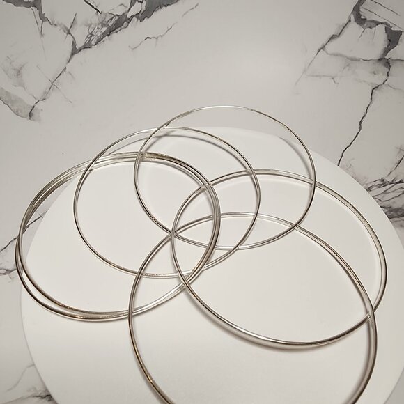 925 Set of Silver intertwined bangle bracelets - Picture 5 of 6